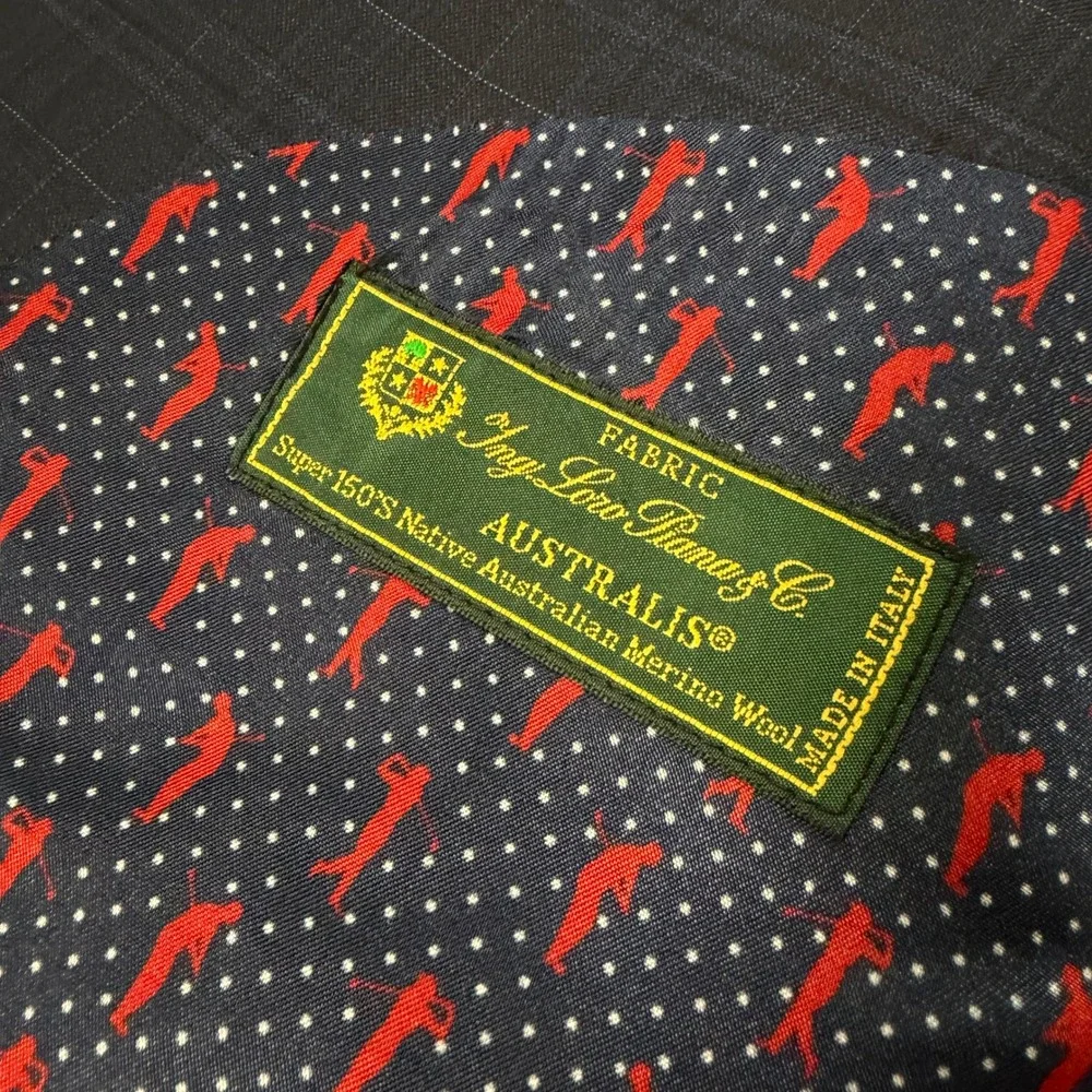Bespoke Loro Piana Australis S150s Mens 54L Wool Blazer Navy Plaid Golf Lining